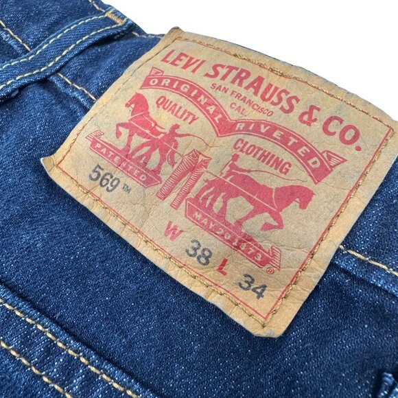Levi's 569 Wide Straight Leg‎ Denim Blue Jeans Size 38X34 Men's - Picture 4 of 5